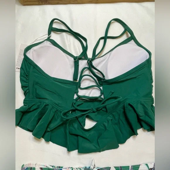 NWT CocoShip size XL green tropical bikini swimsuit - Picture 5 of 11